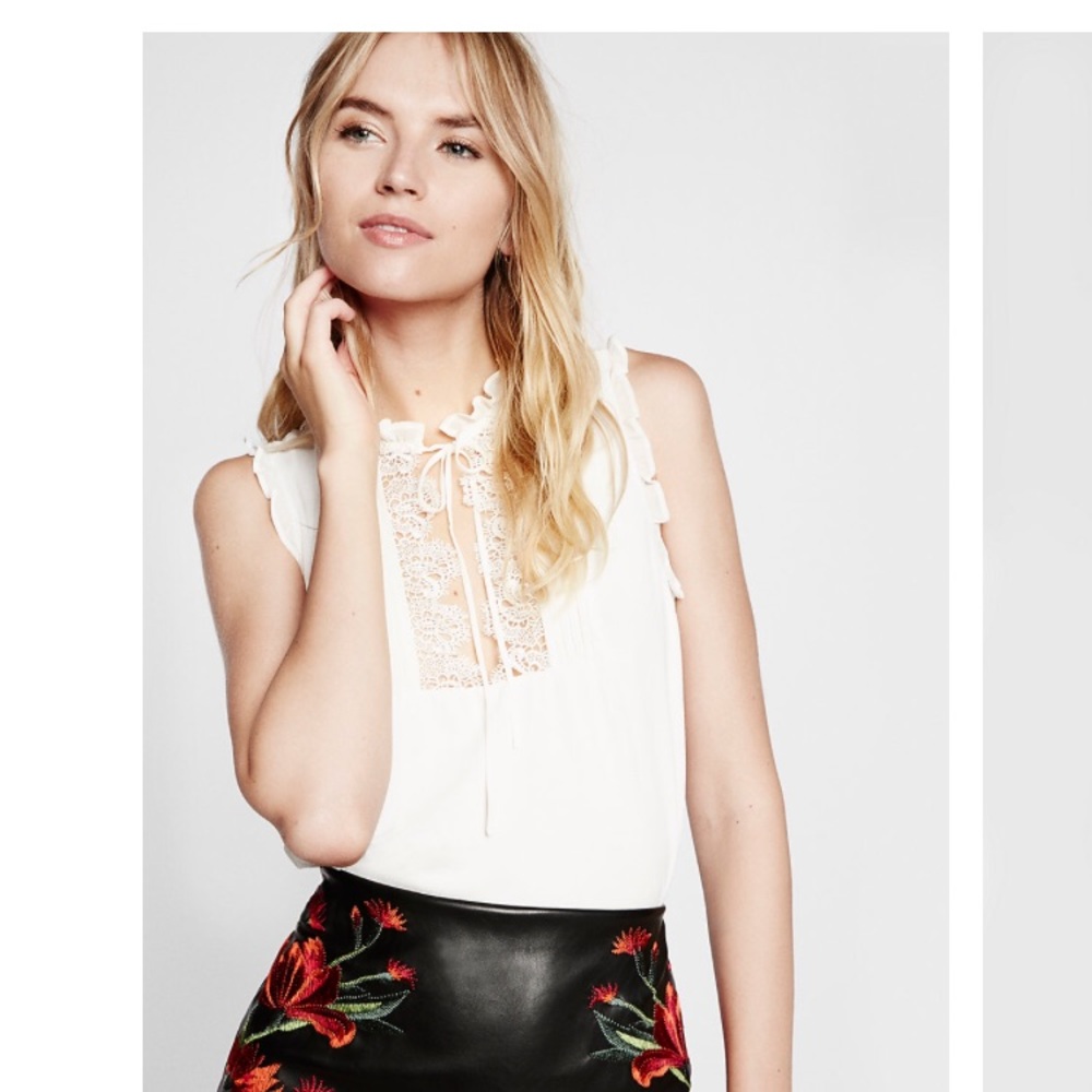 lace baby pink blouse from express